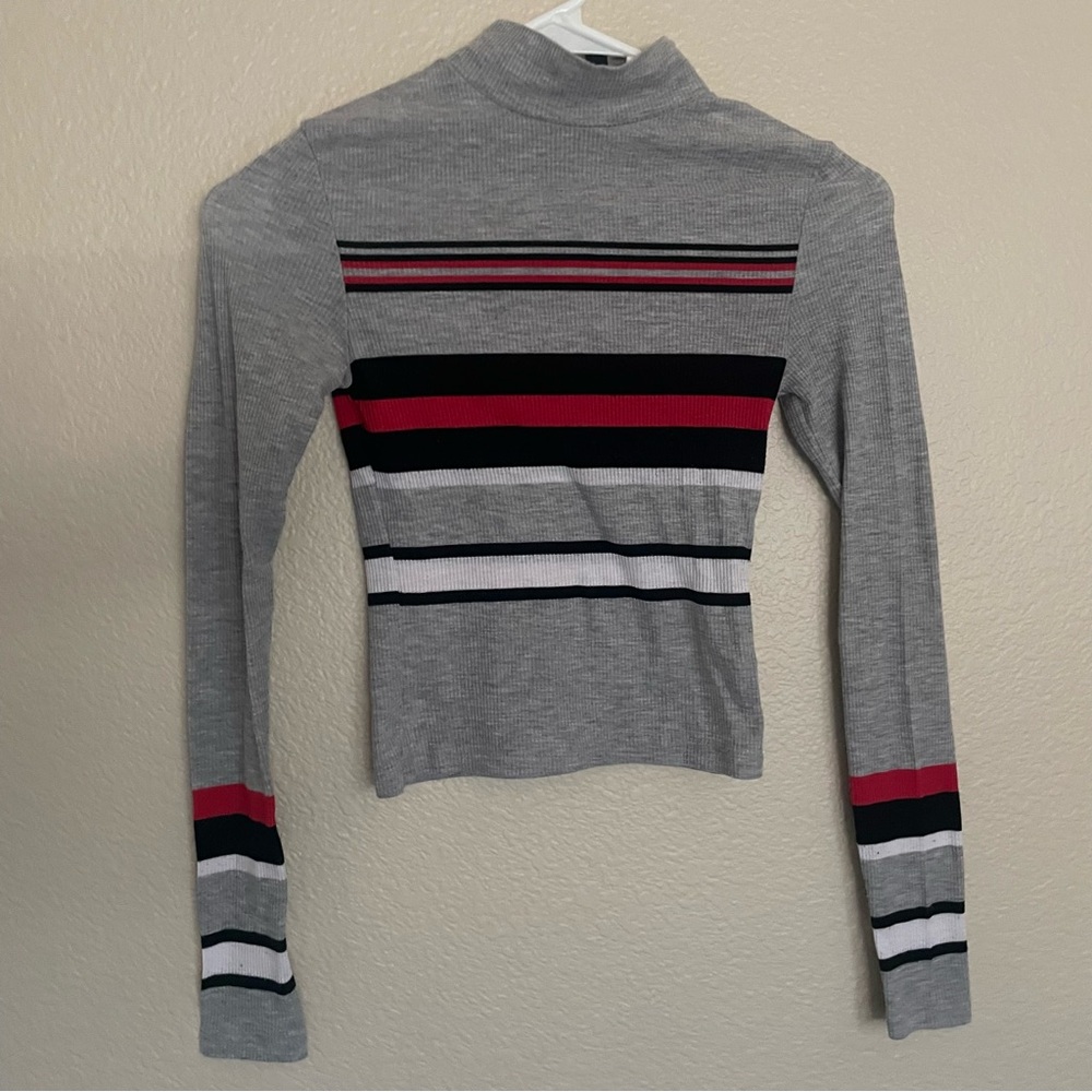 Striped Gray Long Sleeve Top